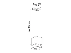 Lámparas colgantes Quadx moderno de aluminio - 1 fuentes luminosas 3000K - L.10 x A.110 cm - negro