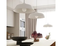Lámparas colgantes Quarix escandinavo de acero - 1 fuentes luminosas 3000K - L.34 x A.74 cm - blanco