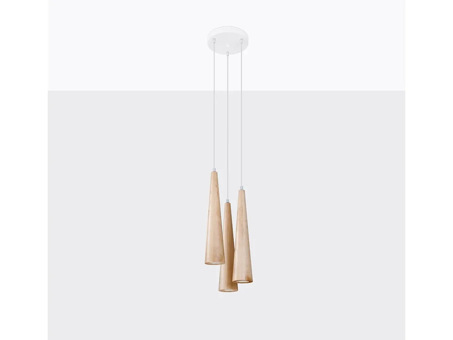 Lámparas colgantes Ravo escandinavo de madera - 3 fuentes luminosas 3000K - L.20 x A.120 cm - madera natural