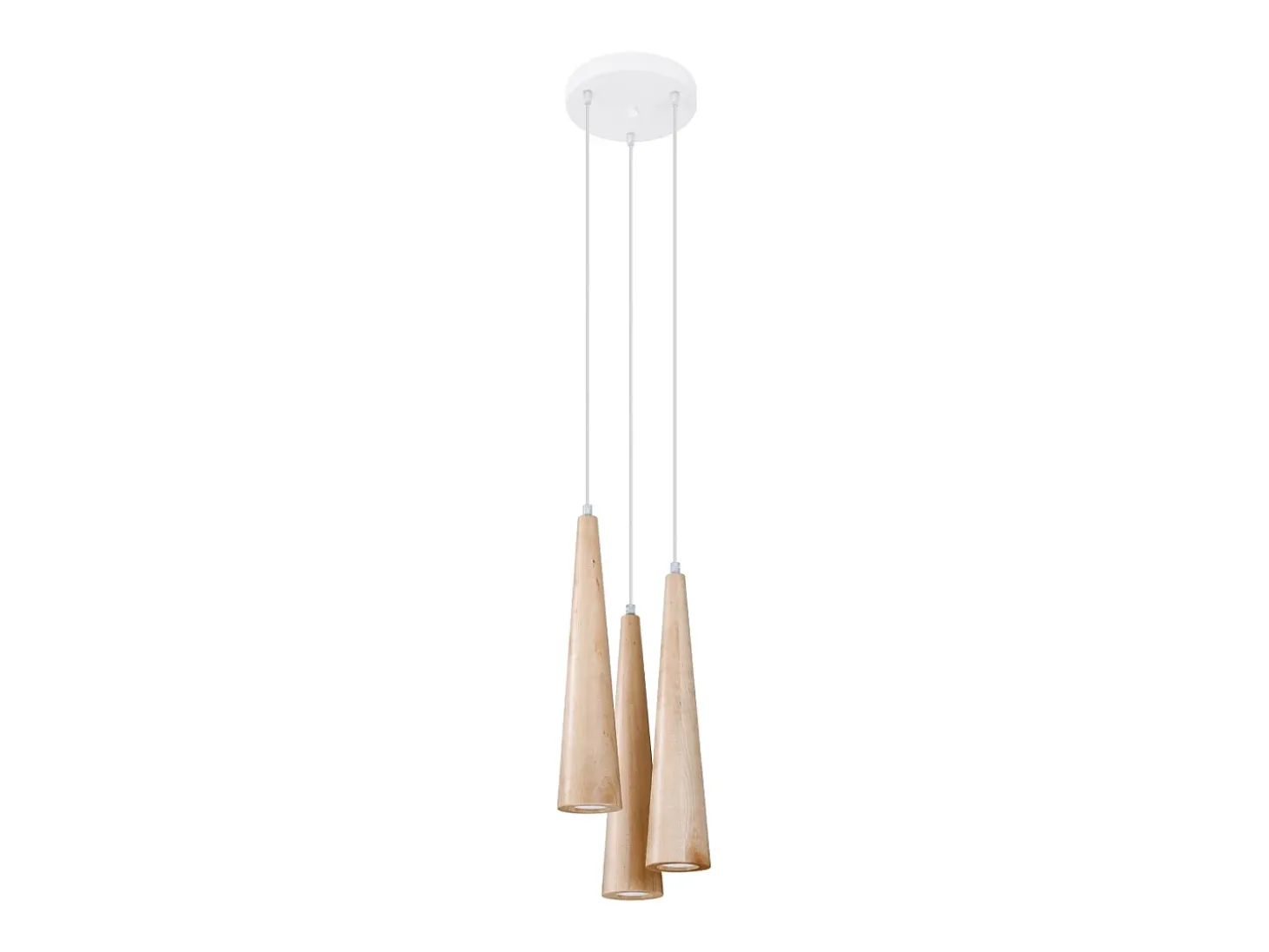 Lámparas colgantes Ravo escandinavo de madera - 3 fuentes luminosas 4000K - L.20 x A.120 cm - madera natural