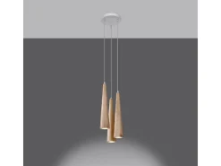 Lámparas colgantes Ravo escandinavo de madera - 3 fuentes luminosas 4000K - L.20 x A.120 cm - madera natural