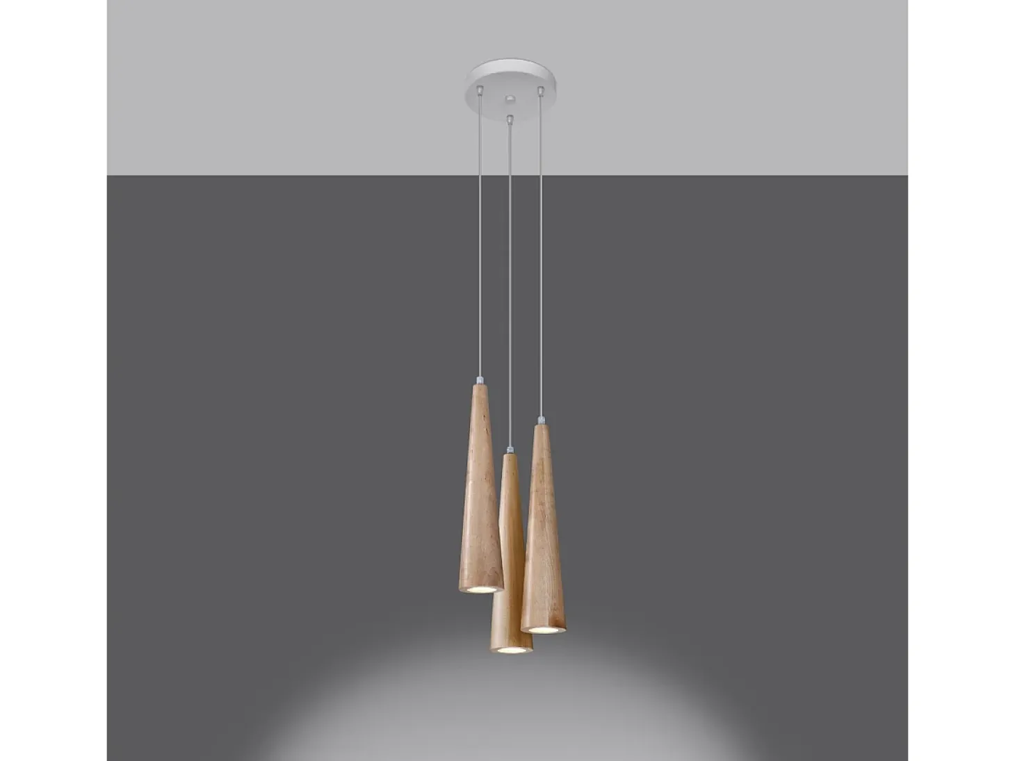 Lámparas colgantes Ravo escandinavo de madera - 3 fuentes luminosas 4000K - L.20 x A.120 cm - madera natural