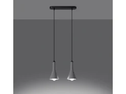 Lámparas Colgantes Rea Moderno De Concreto - 2 Fuentes Luminosas - L.34 X A.113 Cm - Gris