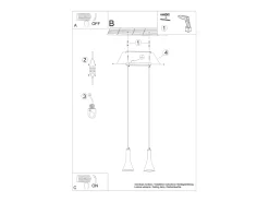 Lámparas Colgantes Rea Moderno De Concreto - 2 Fuentes Luminosas - L.34 X A.113 Cm - Gris