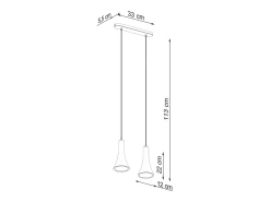Lámparas Colgantes Rea Moderno De Concreto - 2 Fuentes Luminosas - L.34 X A.113 Cm - Gris