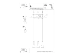 Lámparas Colgantes Rea Moderno De Concreto - 3 Fuentes Luminosas - L.46 X A.110 Cm - Gris