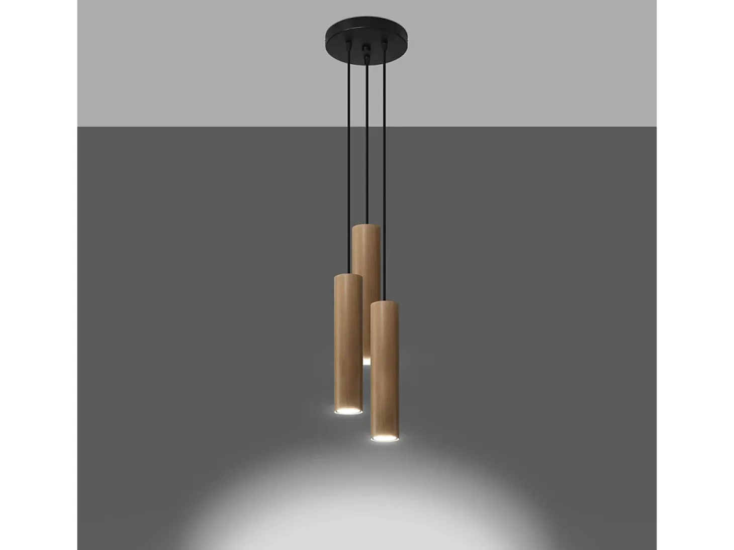 Lámparas colgantes Silno escandinavo de madera - 3 fuentes luminosas 4000K - L.20 x A.100 cm - madera natural
