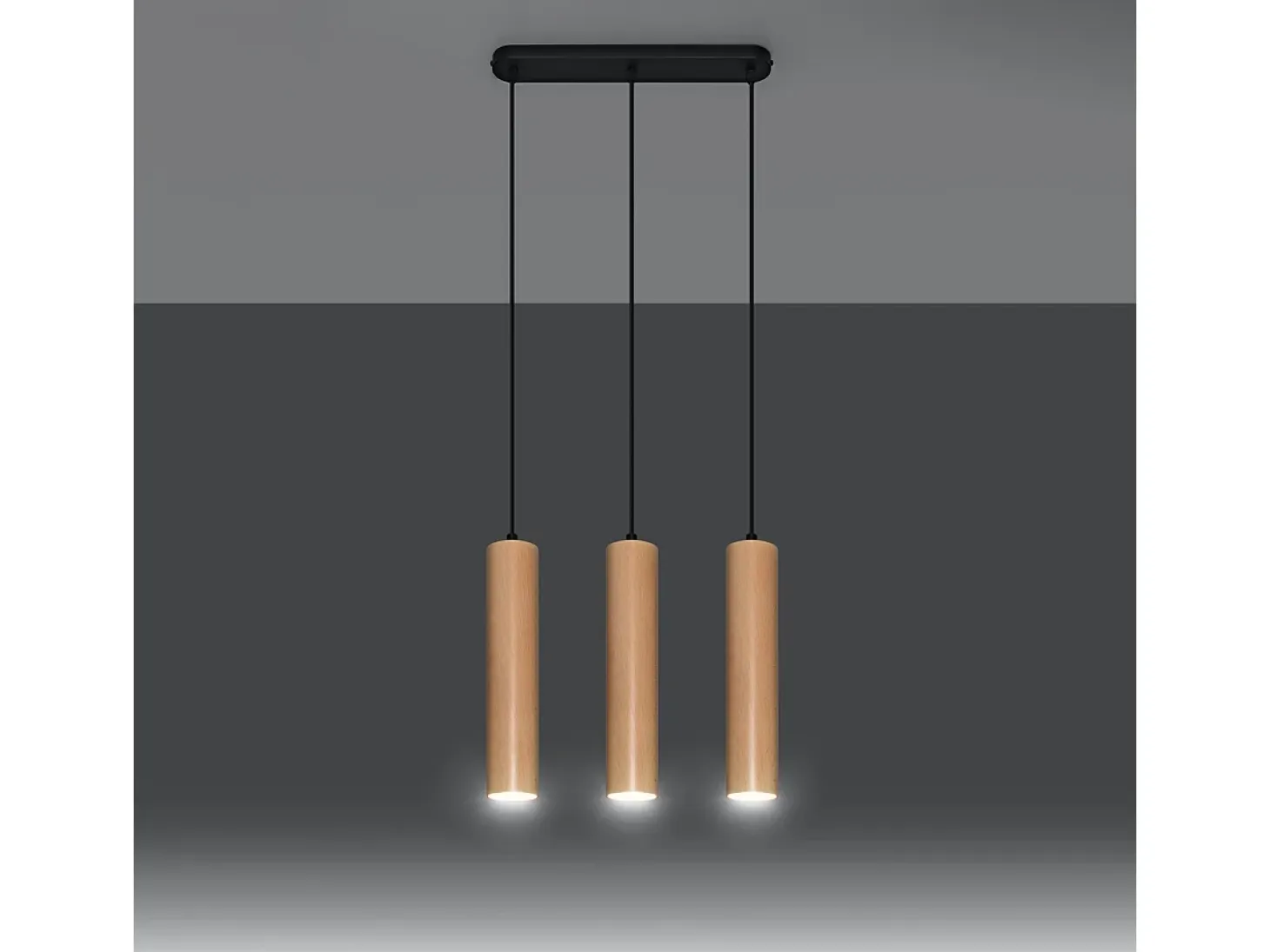 Lámparas colgantes Silno escandinavo de madera - 3 fuentes luminosas 4000K - L.45 x A.90 cm - madera natural