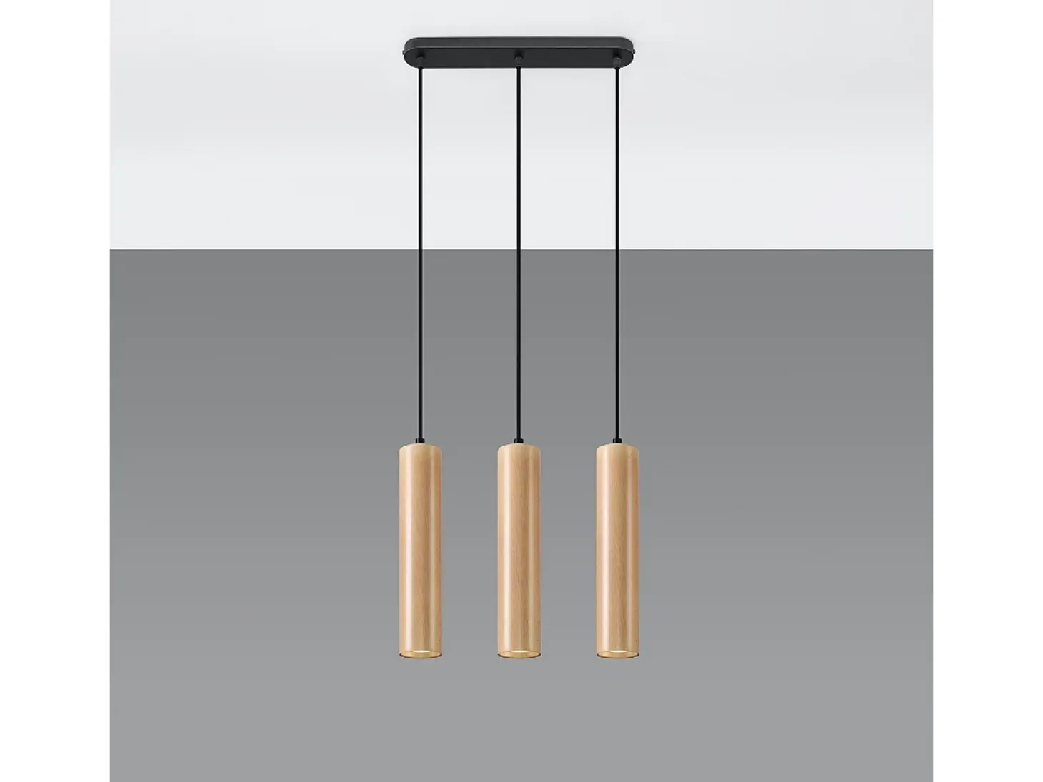 Lámparas colgantes Silno escandinavo de madera - 3 fuentes luminosas 3000K - L.45 x A.90 cm - madera natural