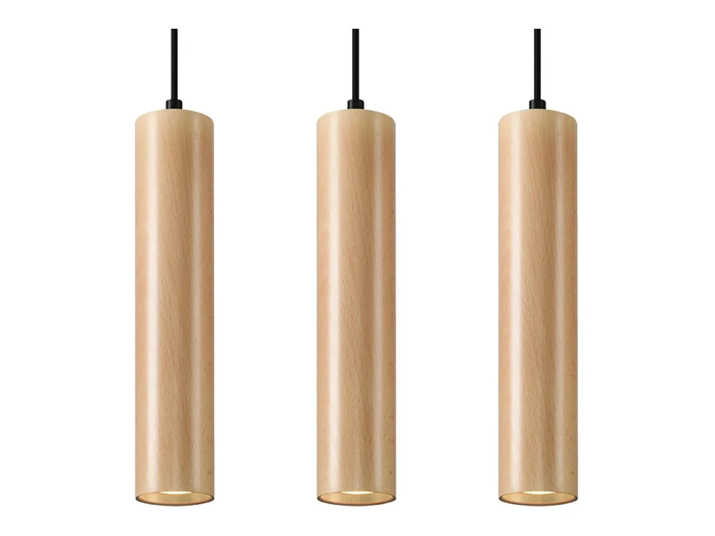Lámparas colgantes Silno escandinavo de madera - 3 fuentes luminosas 3000K - L.45 x A.90 cm - madera natural