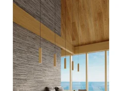 Lámparas colgantes Silno escandinavo de madera - 2 fuentes luminosas 3000K - L.30 x A.90 cm - madera natural