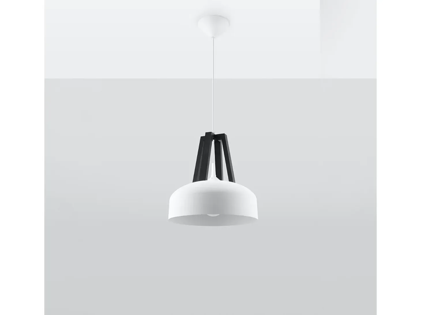 Lámparas colgantes Solivo moderno de acero/madera - 1 fuentes luminosas 3000K - L.30 x A.85 cm - blanco negro