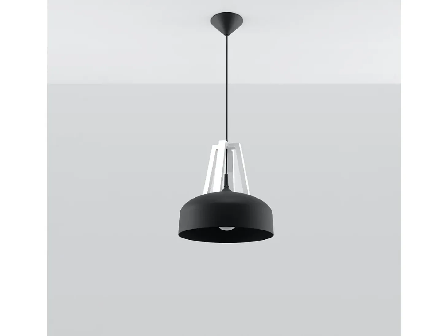 Lámparas colgantes Solivo moderno de acero/madera - 1 fuentes luminosas 3000K - L.30 x A.85 cm - blanco negro