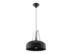Lámparas colgantes Solivo moderno de acero/madera - 1 fuentes luminosas 3000K - L.30 x A.85 cm - blanco negro