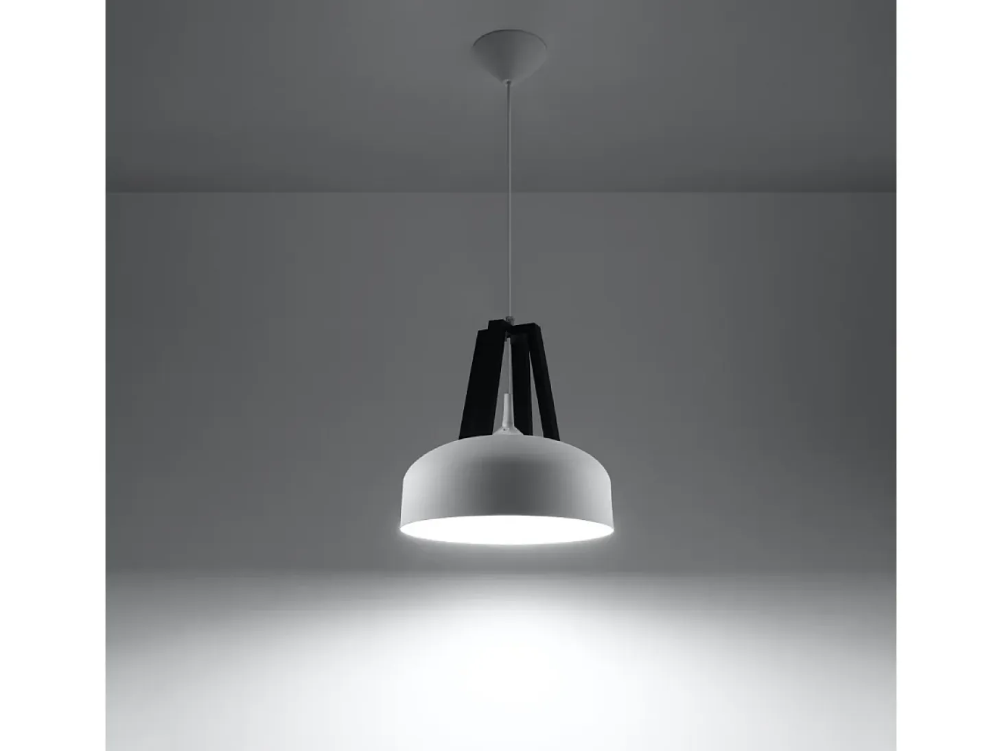 Lámparas colgantes Solivo moderno de acero/madera - 1 fuentes luminosas 4000K - L.30 x A.85 cm - blanco negro