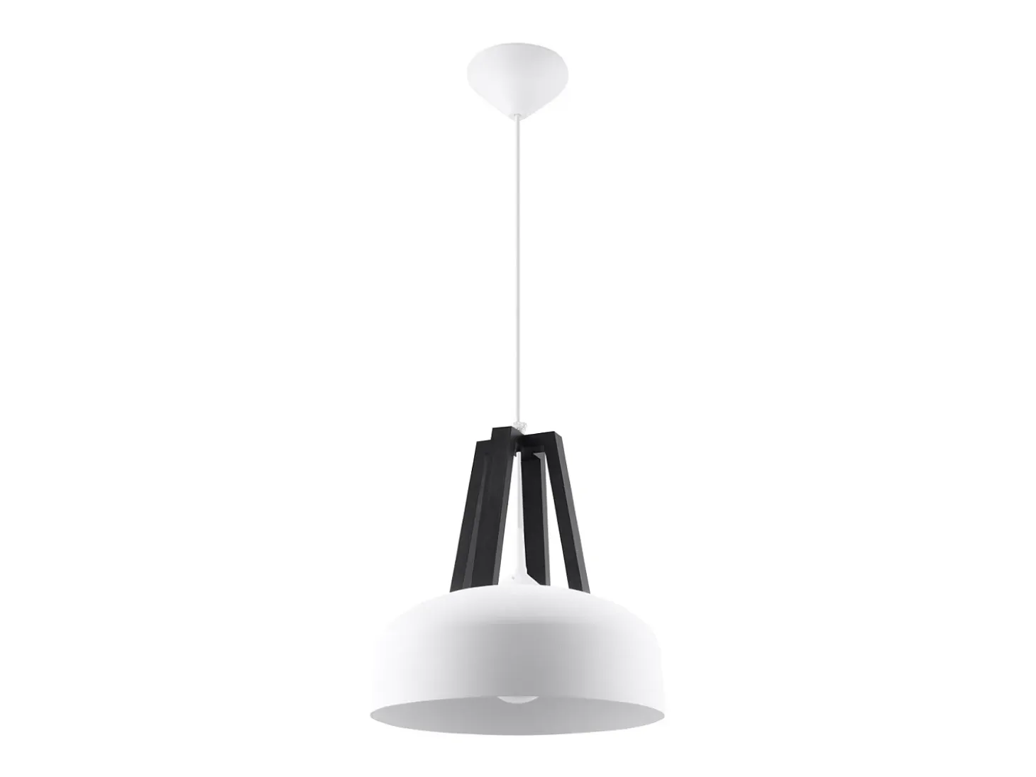 Lámparas colgantes Solivo moderno de acero/madera - 1 fuentes luminosas 4000K - L.30 x A.85 cm - blanco negro