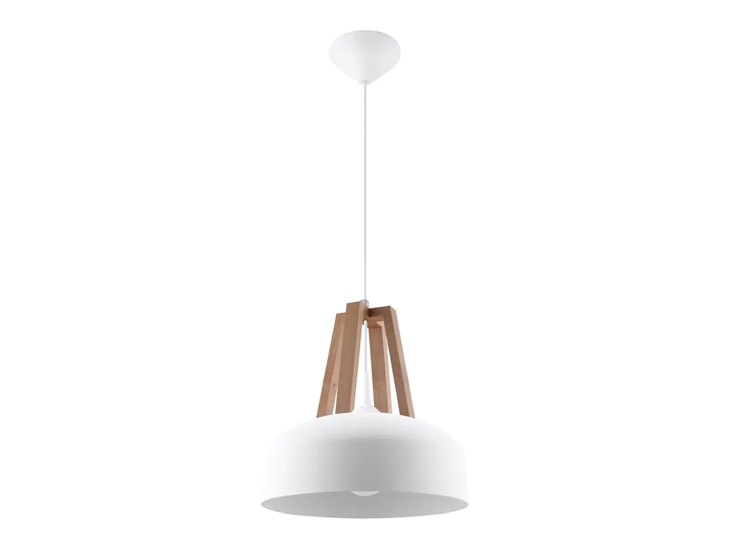 Lámparas colgantes Solivo moderno de acero/madera - 1 fuentes luminosas 3000K - L.30 x A.85 cm - blanco/madera natural