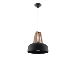 Lámparas colgantes Solivo moderno de acero/madera - 1 fuentes luminosas 4000K - L.30 x A.85 cm - negro/madera natural