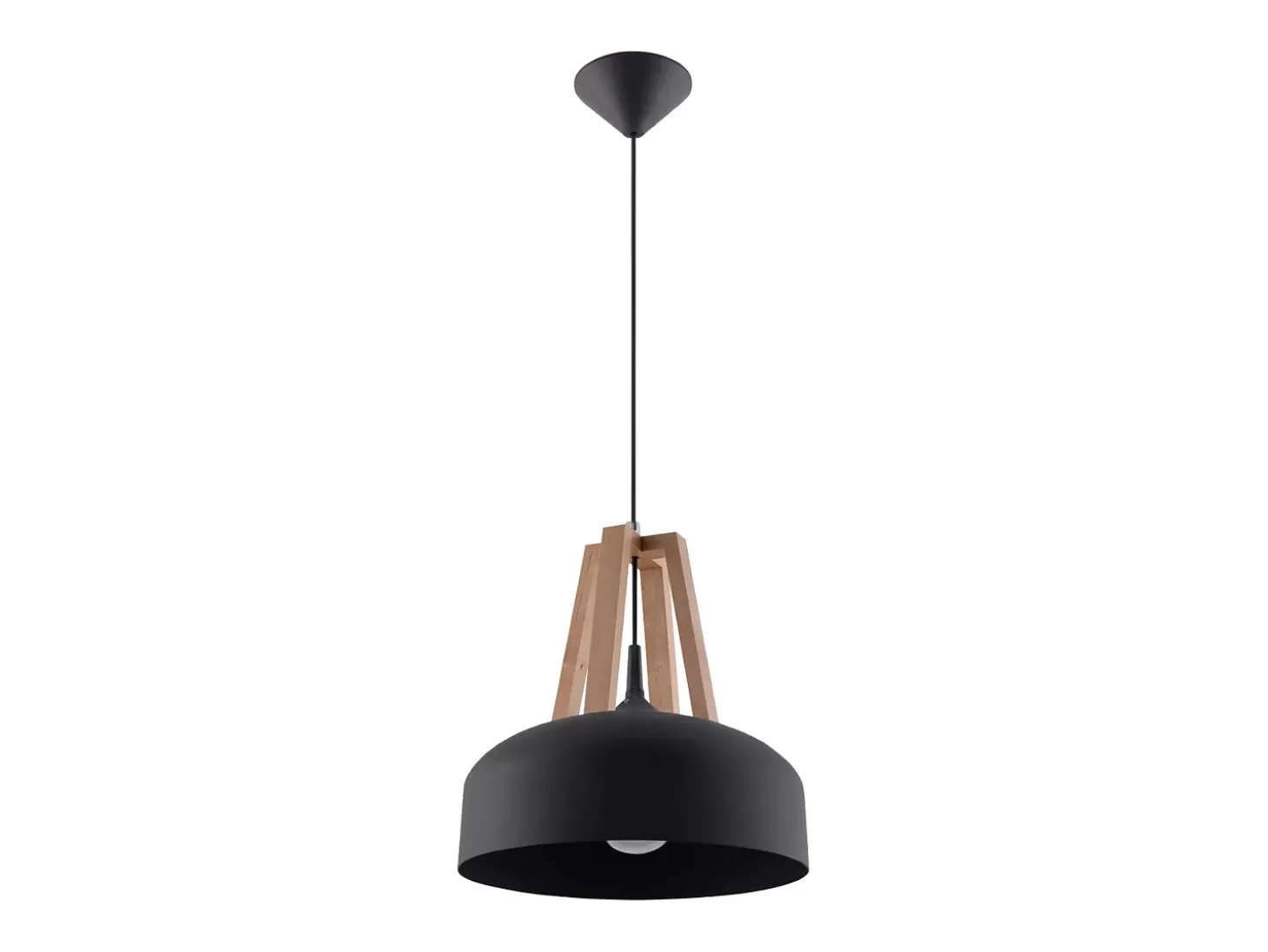 Lámparas colgantes Solivo moderno de acero/madera - 1 fuentes luminosas 4000K - L.30 x A.85 cm - negro/madera natural