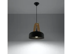 Lámparas colgantes Solivo moderno de acero/madera - 1 fuentes luminosas 4000K - L.30 x A.85 cm - negro/madera natural