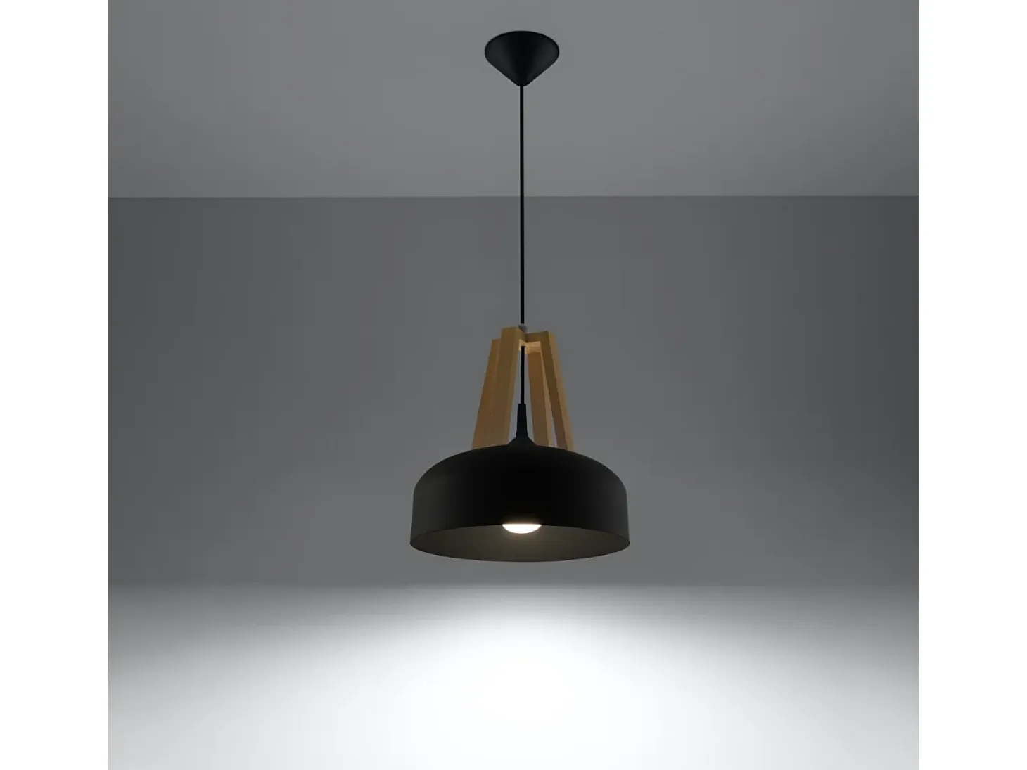 Lámparas colgantes Solivo moderno de acero/madera - 1 fuentes luminosas 4000K - L.30 x A.85 cm - negro/madera natural