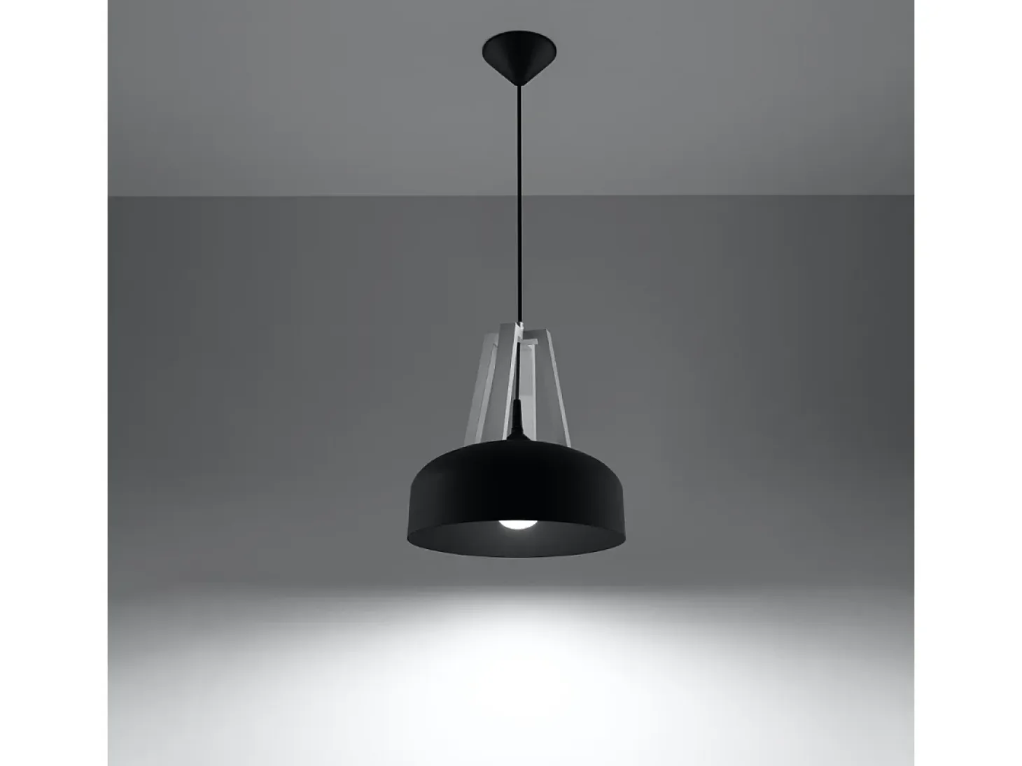 Lámparas colgantes Solivo moderno de acero/madera - 1 fuentes luminosas 4000K - L.30 x A.85 cm - blanco negro