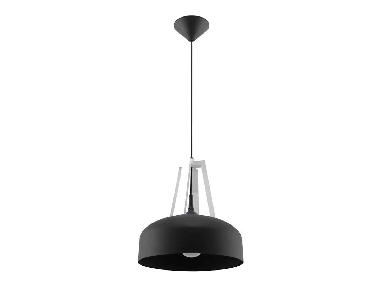 Lámparas colgantes Solivo moderno de acero/madera - 1 fuentes luminosas 4000K - L.30 x A.85 cm - blanco negro