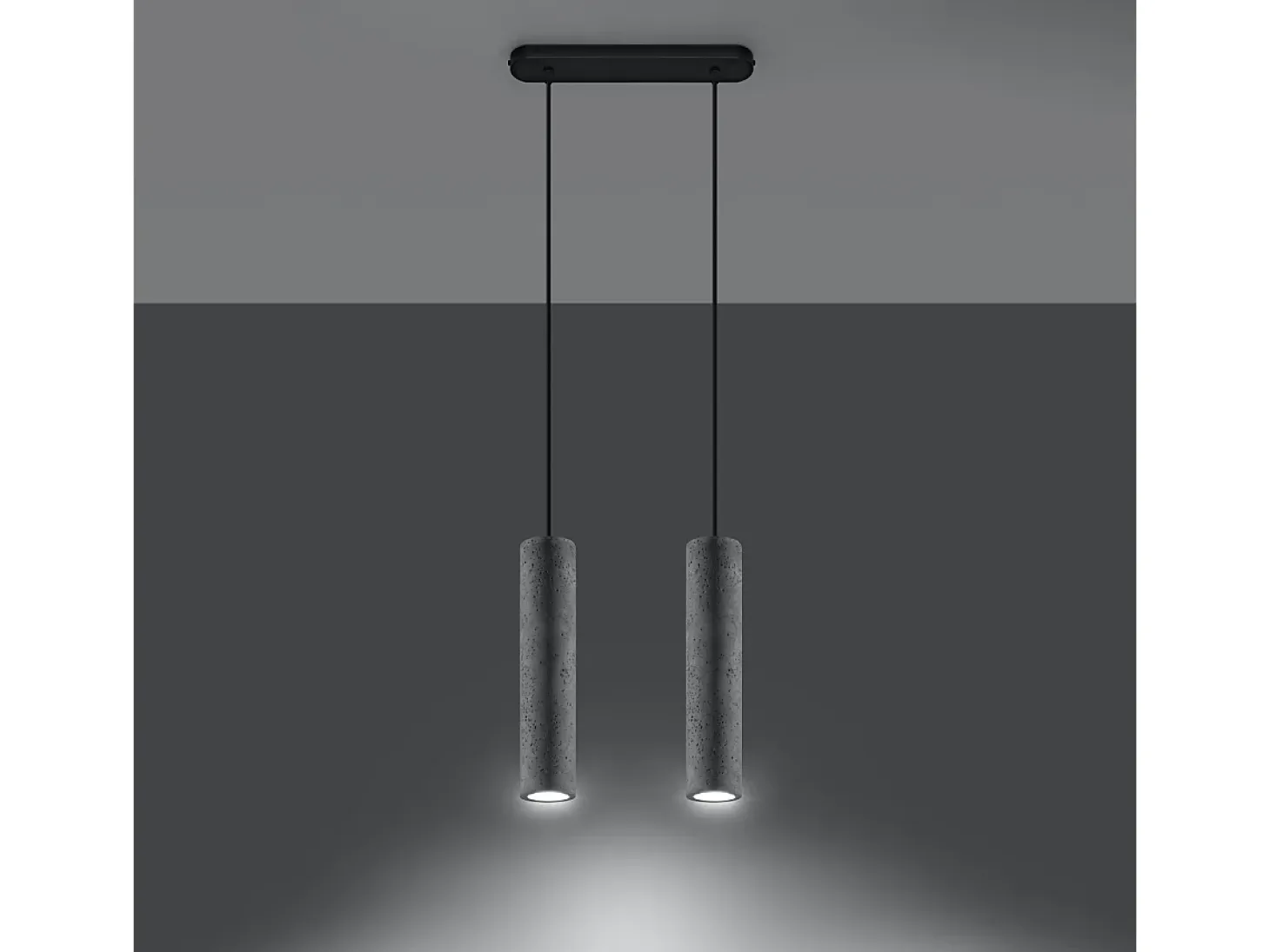 Lámparas colgantes Solvix industrial de concreto - 2 fuentes luminosas 4000K - L.30 x A.90 cm - gris