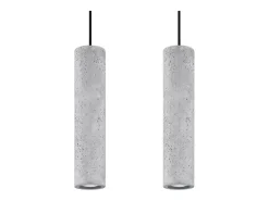 Lámparas colgantes Solvix industrial de concreto - 2 fuentes luminosas 3000K - L.30 x A.90 cm - gris