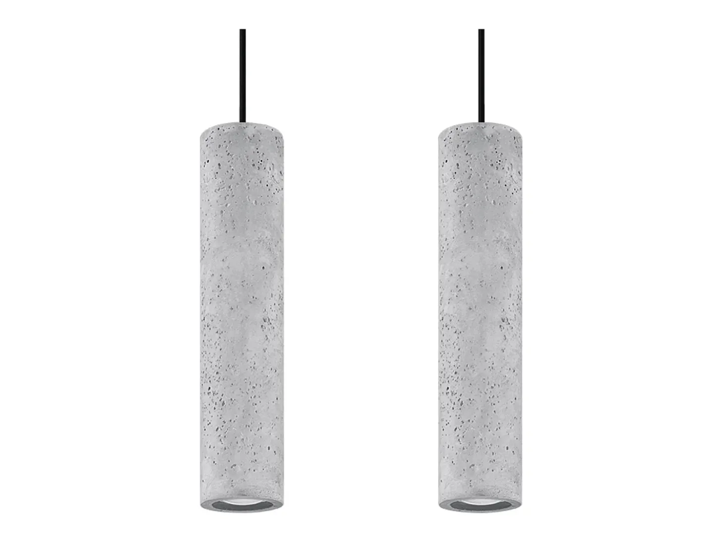 Lámparas colgantes Solvix industrial de concreto - 2 fuentes luminosas 3000K - L.30 x A.90 cm - gris