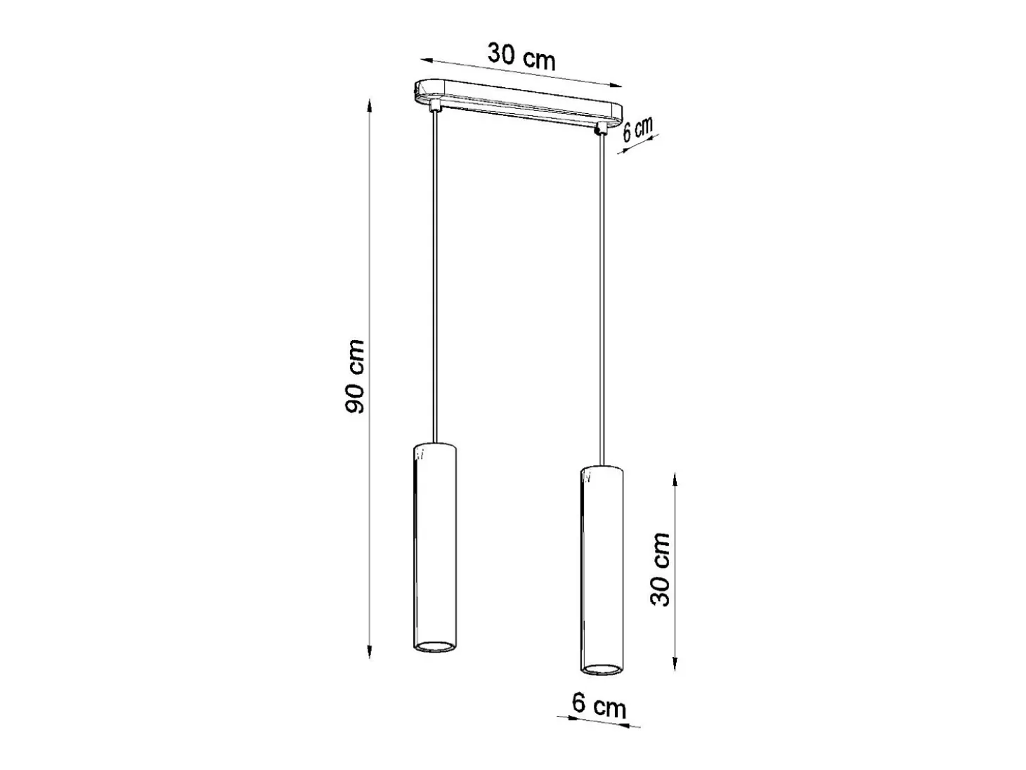 Lámparas colgantes Solvix industrial de concreto - 2 fuentes luminosas 3000K - L.30 x A.90 cm - gris