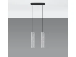 Lámparas colgantes Solvix industrial de concreto - 2 fuentes luminosas 3000K - L.30 x A.90 cm - gris