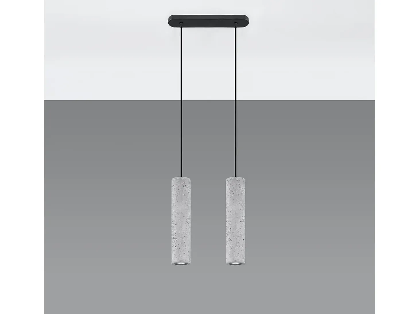 Lámparas colgantes Solvix industrial de concreto - 2 fuentes luminosas 3000K - L.30 x A.90 cm - gris