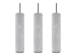 Lámparas colgantes Solvix industrial de concreto - 3 fuentes luminosas 3000K - L.45 x A.90 cm - gris