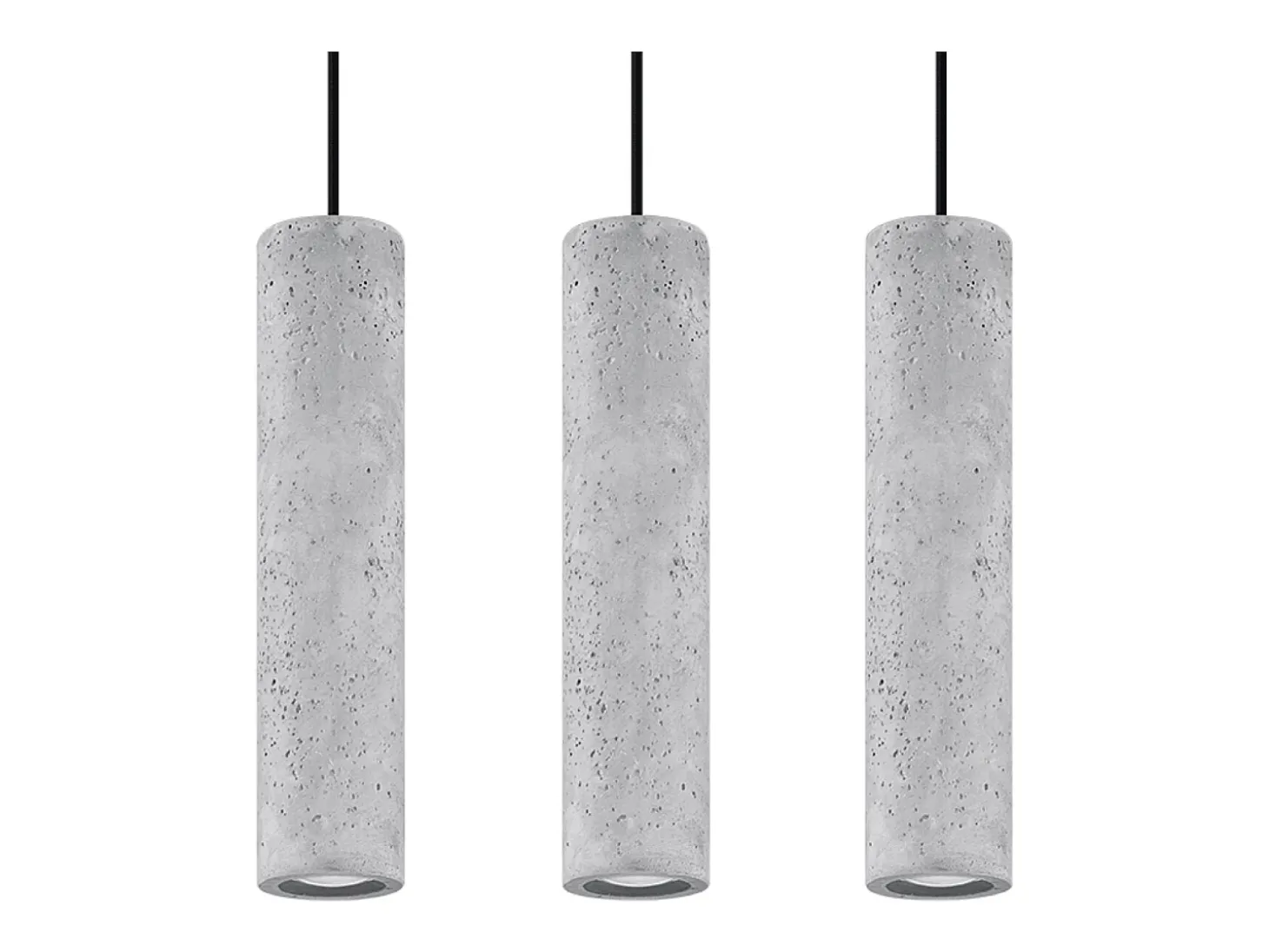 Lámparas colgantes Solvix industrial de concreto - 3 fuentes luminosas 3000K - L.45 x A.90 cm - gris