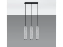 Lámparas colgantes Solvix industrial de concreto - 3 fuentes luminosas 3000K - L.45 x A.90 cm - gris