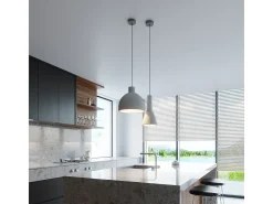 Lámparas colgantes Solyma industrial de concreto - 1 fuentes luminosas 3000K - L.28 x A.128 cm - gris