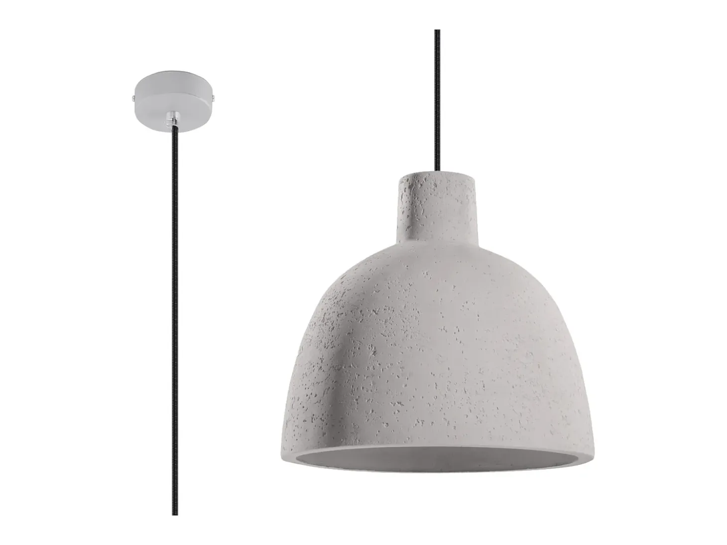 Lámparas colgantes Solyma industrial de concreto - 1 fuentes luminosas 4000K - L.28 x A.128 cm - gris