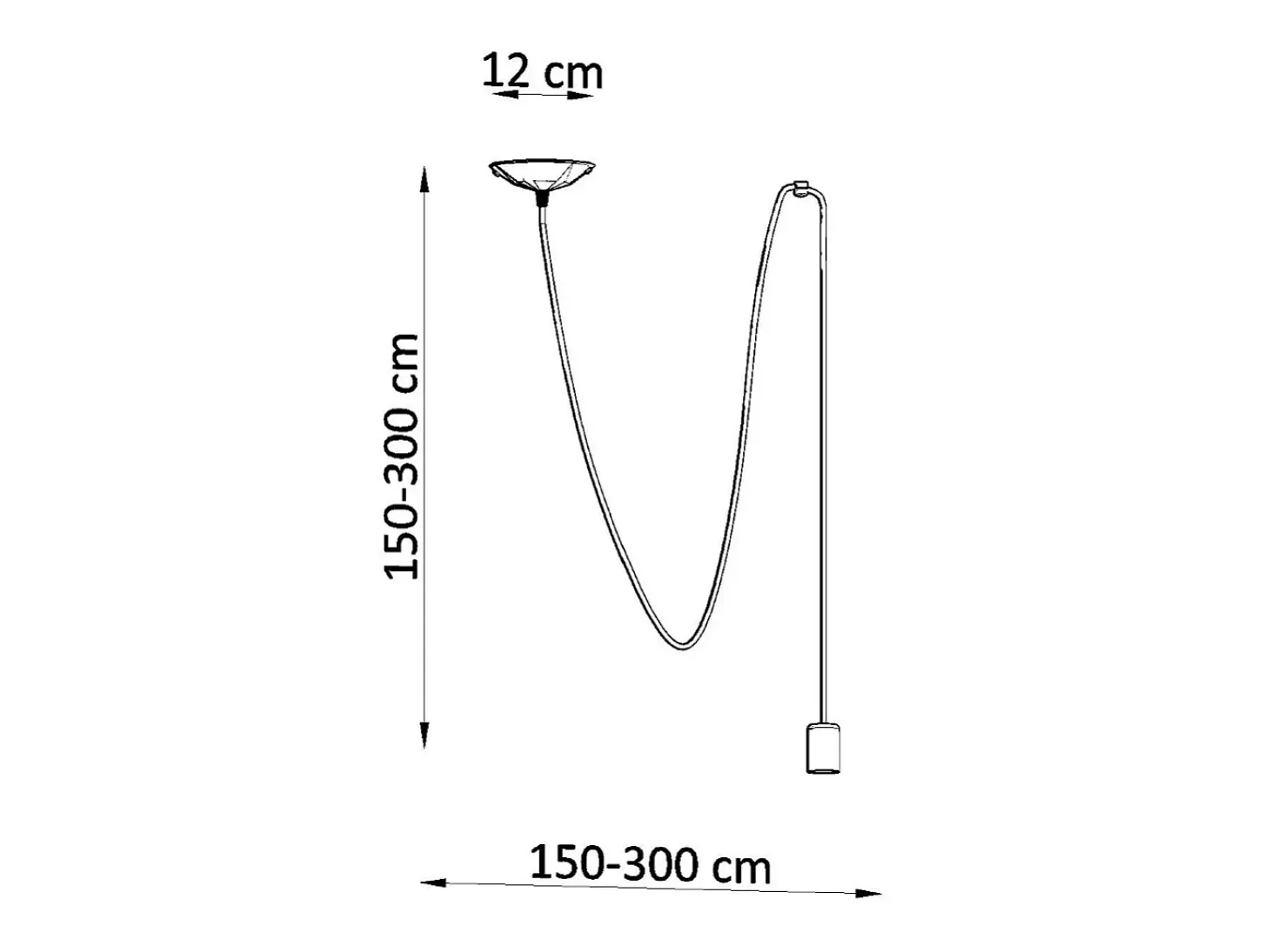 Lámparas colgantes Speis desván de tela/acero - 1 fuentes luminosas 3000K - L.300 x A.150 cm - negro