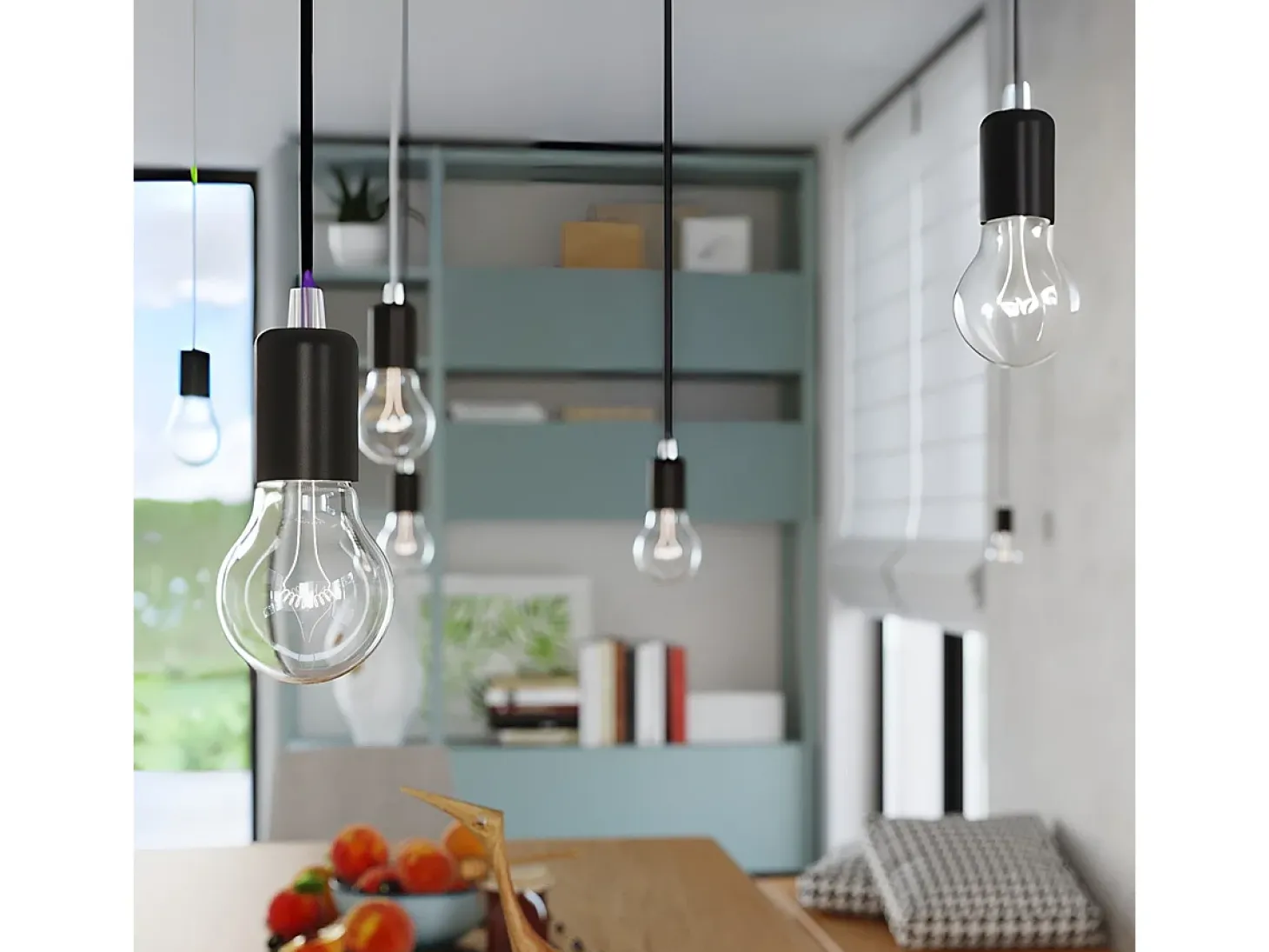 Lámparas colgantes Speis moderno de tela/acero - 1 fuentes luminosas 3000K - L.8 x A.106 cm - negro