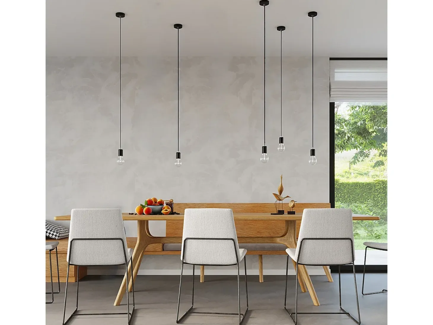 Lámparas colgantes Speis moderno de tela/acero - 1 fuentes luminosas 3000K - L.8 x A.106 cm - negro