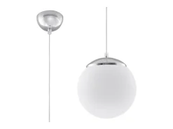 Lámparas colgantes Stera minimalista de acero/vidrio - 1 fuentes luminosas 4000K - L.20 x A.110 cm - blanco/cromo