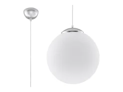 Lámparas colgantes Stera minimalista de acero/vidrio - 1 fuentes luminosas 4000K - L.40 x A.130 cm - blanco/cromo