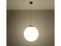 Lámparas colgantes Stera minimalista de acero/vidrio - 1 fuentes luminosas 4000K - L.40 x A.130 cm - Oro blanco