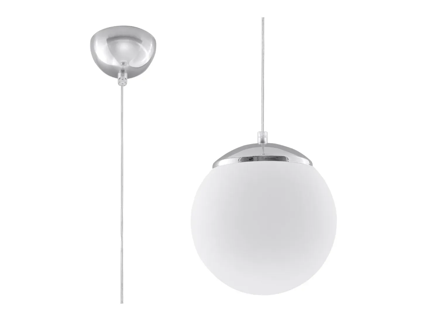 Lámparas colgantes Stera minimalista de acero/vidrio - 1 fuentes luminosas 3000K - L.20 x A.110 cm - blanco/cromo