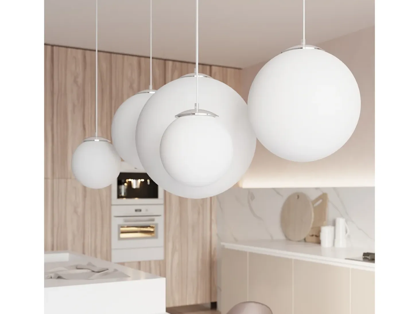 Lámparas colgantes Stera minimalista de acero/vidrio - 1 fuentes luminosas 3000K - L.20 x A.110 cm - blanco/cromo