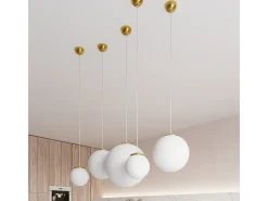 Lámparas colgantes Stera minimalista de acero/vidrio - 1 fuentes luminosas 3000K - L.20 x A.110 cm - Oro blanco
