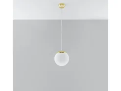 Lámparas colgantes Stera minimalista de acero/vidrio - 1 fuentes luminosas 3000K - L.20 x A.110 cm - Oro blanco