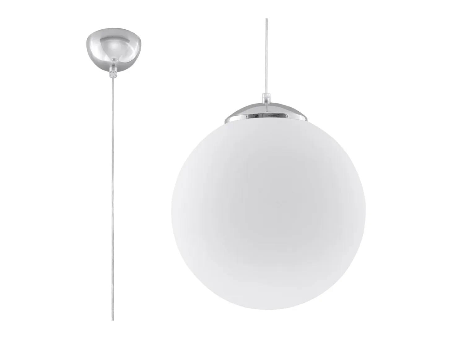Lámparas colgantes Stera minimalista de acero/vidrio - 1 fuentes luminosas 3000K - L.40 x A.130 cm - blanco/cromo