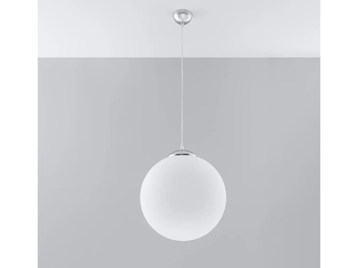Lámparas colgantes Stera minimalista de acero/vidrio - 1 fuentes luminosas 3000K - L.40 x A.130 cm - blanco/cromo